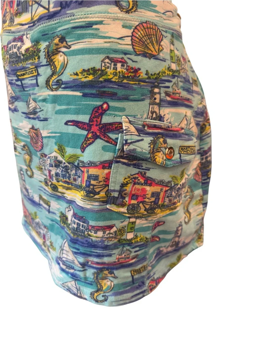 Onque Casual Nautical Print Skort Coastal Grandmother Style Cotton Stretch M